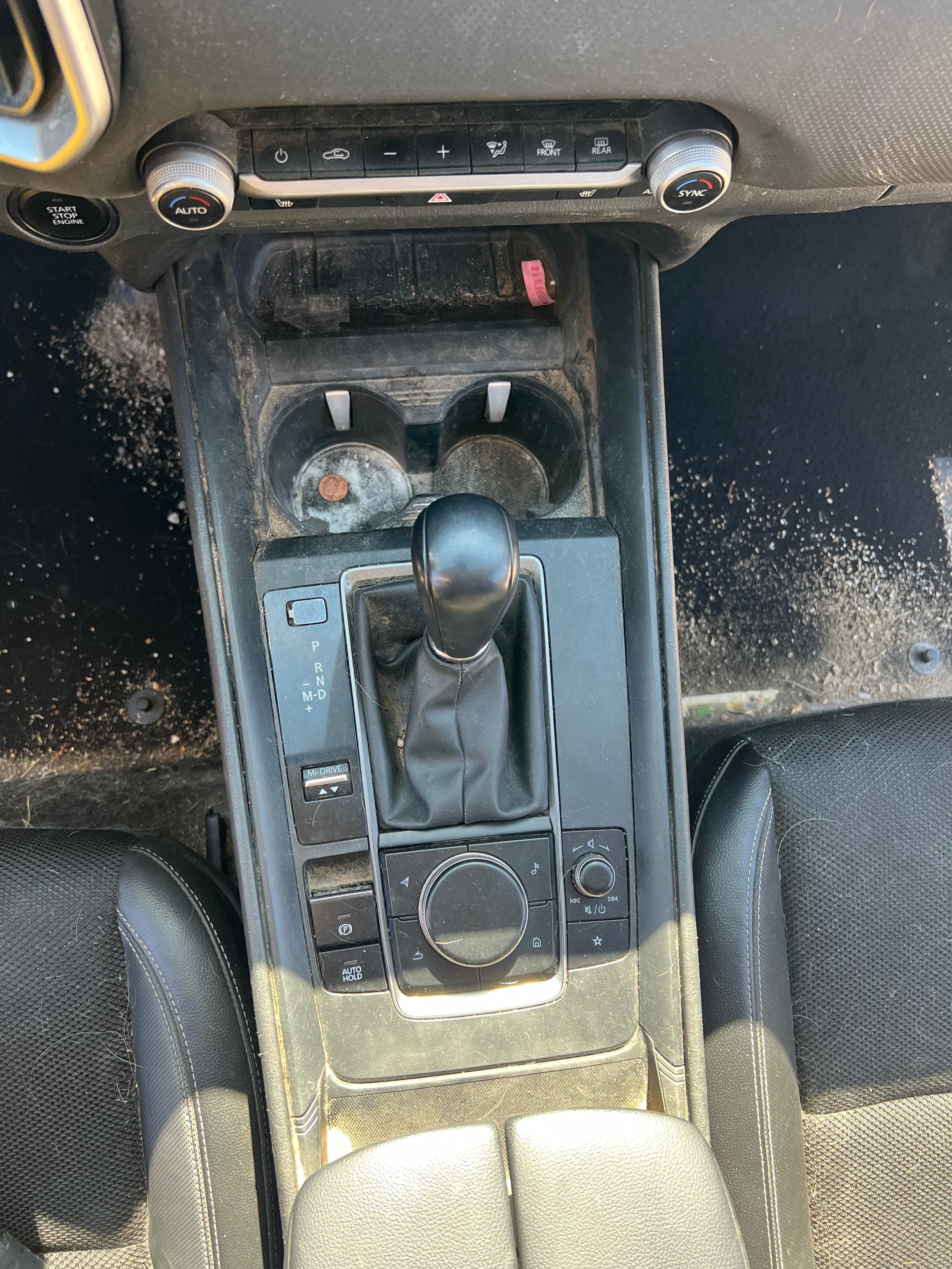 After detailing - pristine car interior console cleaned by Bousquet's Auto Spa